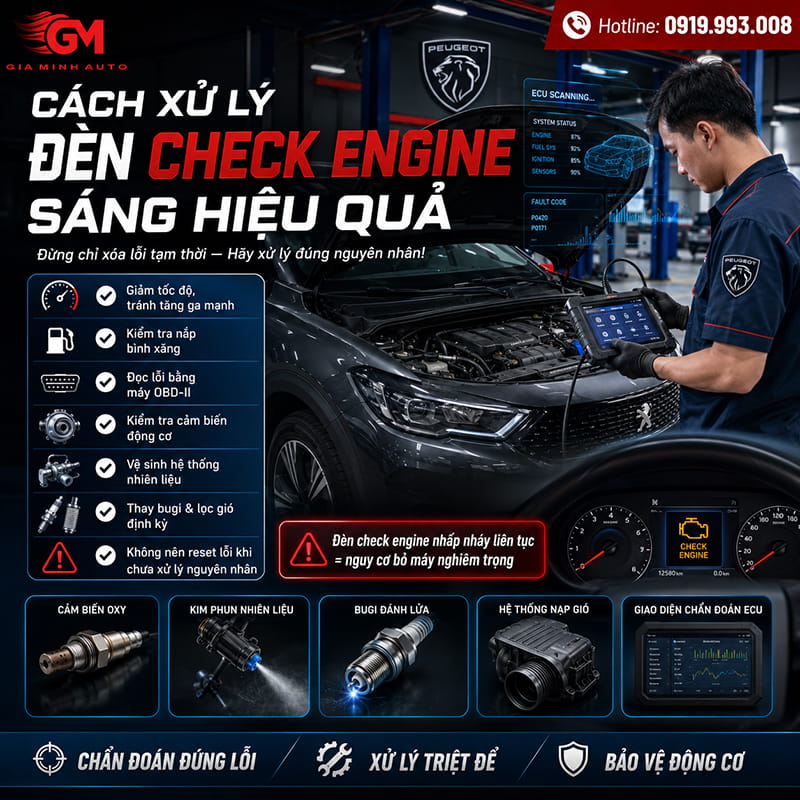 Cách xử lý đèn check engine sáng hiệu quả