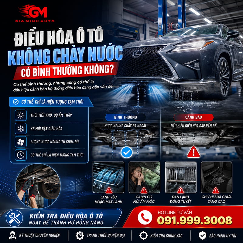 Điều hòa ô tô không chảy nước có bình thường không?