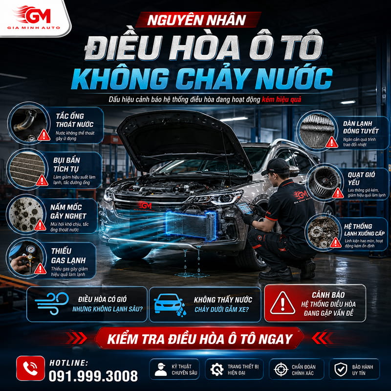 Nguyên nhân điều hòa ô tô không chảy nước