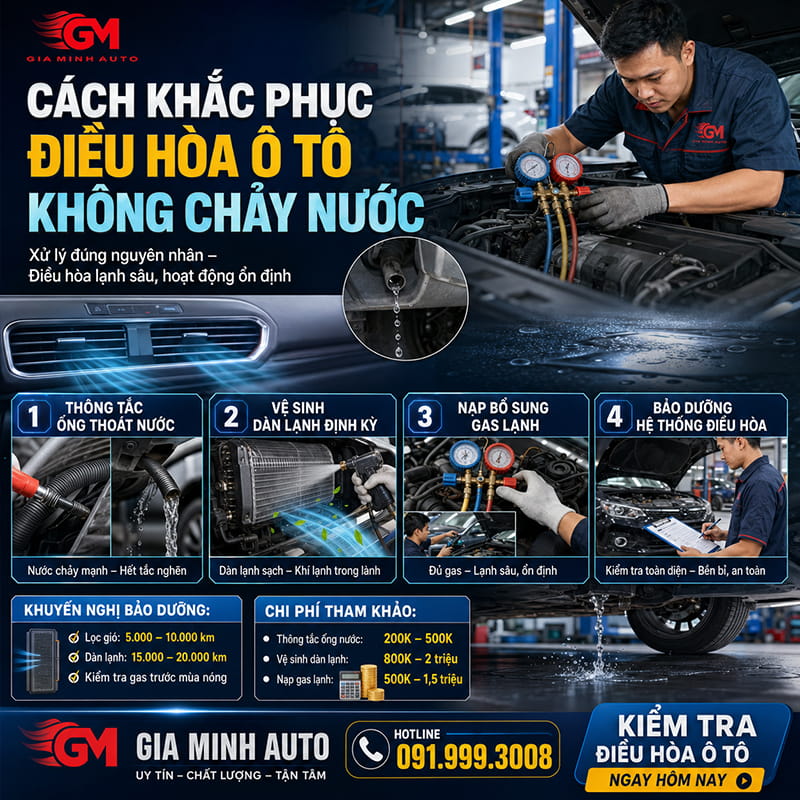 Cách khắc phục điều hòa ô tô không chảy nước hiệu quả