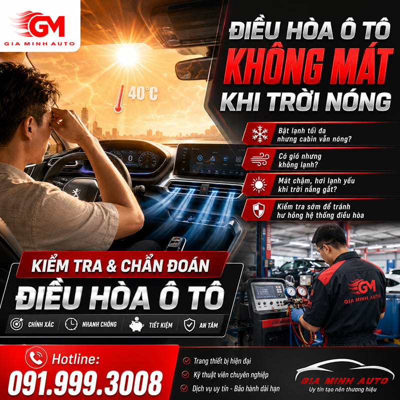 Dấu hiệu điều hòa ô tô không mát khi trời nóng