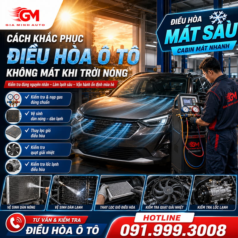 Cách khắc phục điều hòa ô tô không mát khi trời nóng