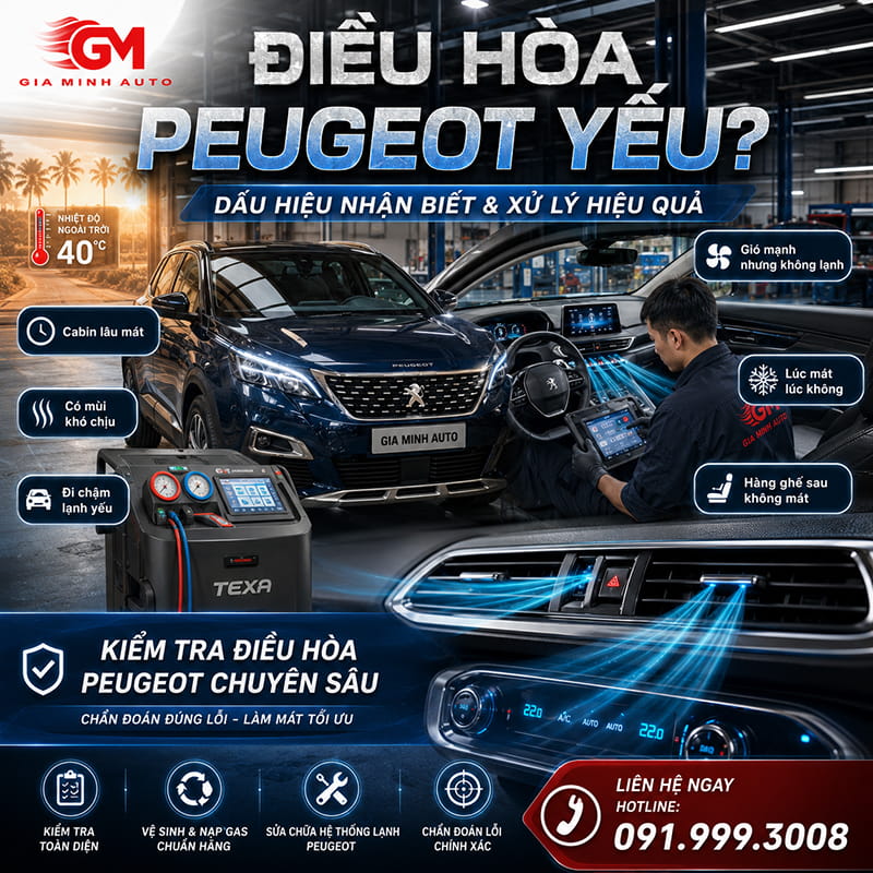 Dấu hiệu nhận biết điều hòa Peugeot yếu lạnh