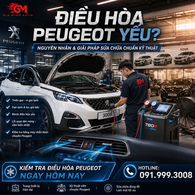 Nguyên nhân điều hòa Peugeot yếu và không mát