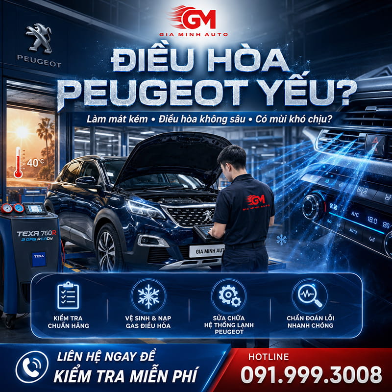 Điều hòa Peugeot yếu lạnh