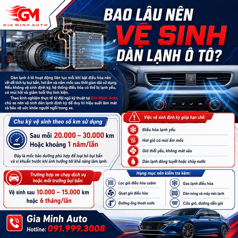 Bao lâu nên vệ sinh dàn lạnh ô tô?