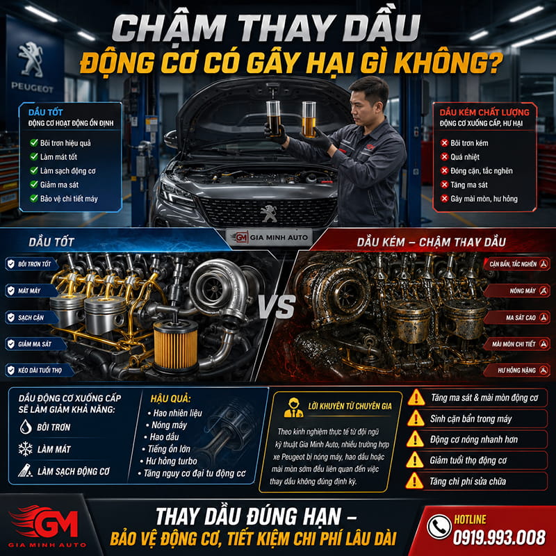 Chậm thay dầu động cơ có gây hại gì không?