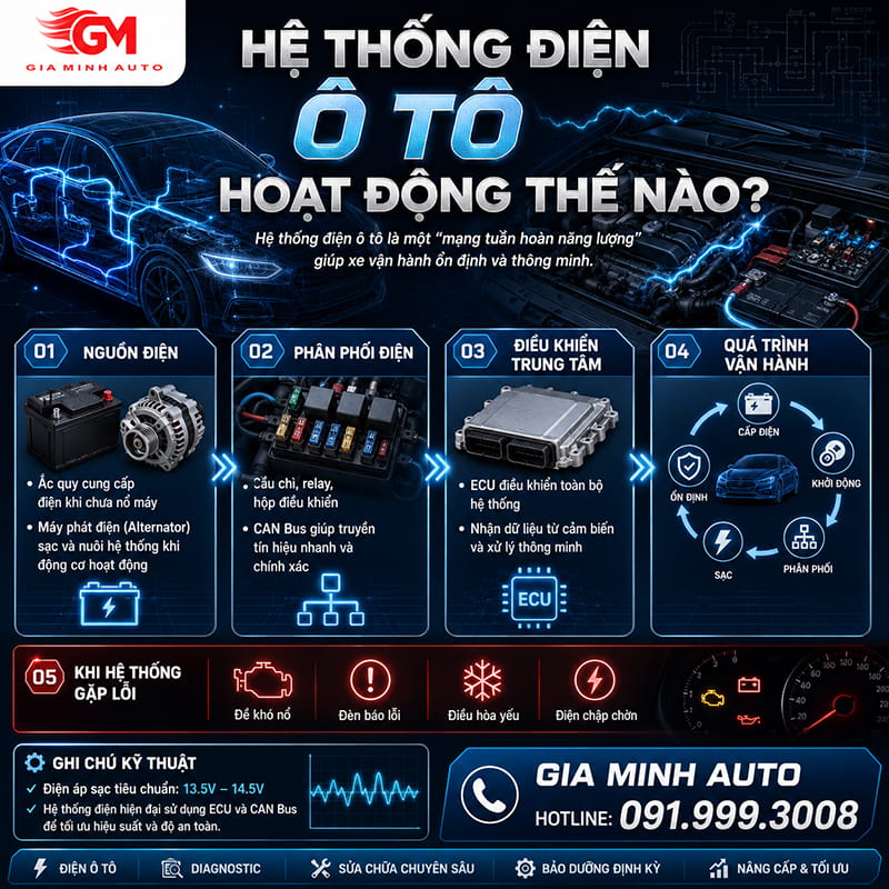 Hệ thống điện ô tô hoạt động thế nào?