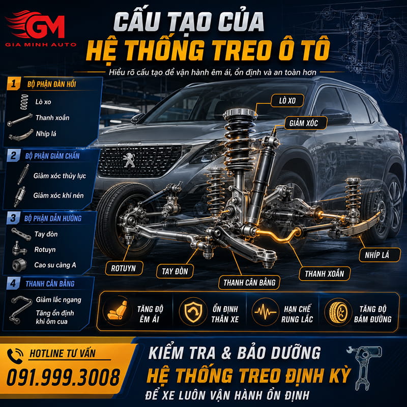 Cấu tạo của hệ thống treo ô tô