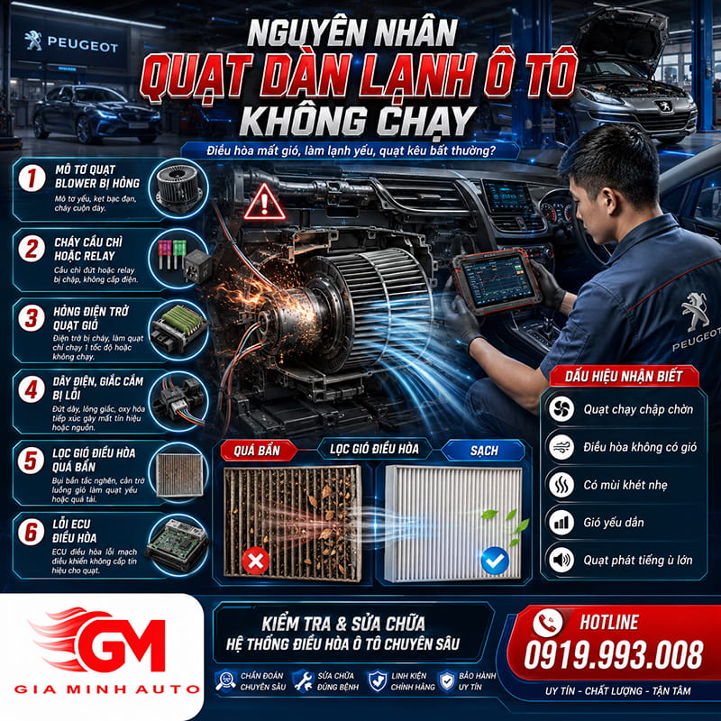 Nguyên nhân lỗi quạt dàn lạnh ô tô không chạy