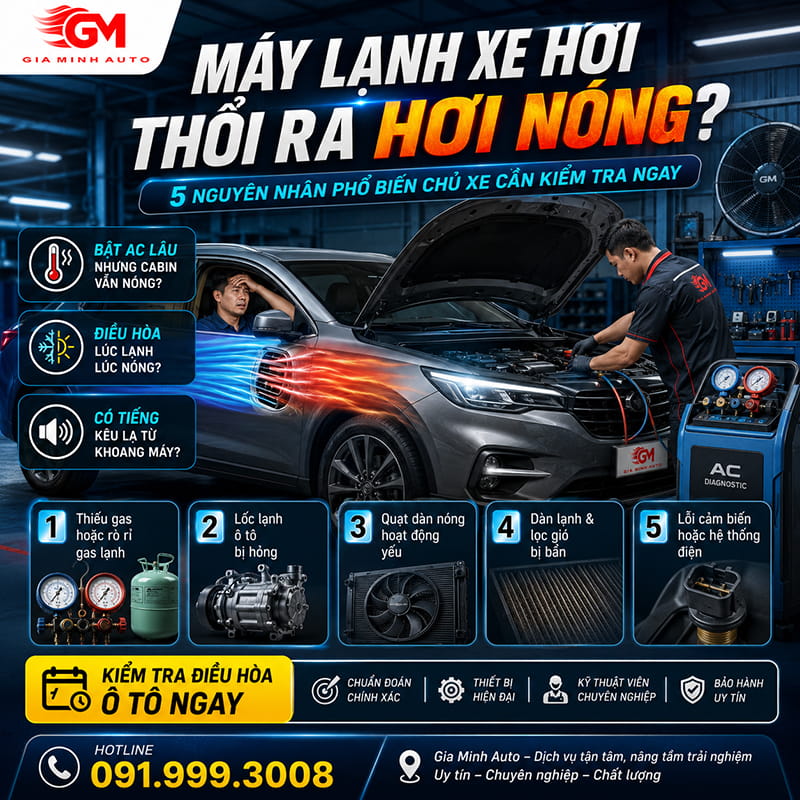 Nguyên nhân máy lạnh xe hơi thổi ra hơi nóng