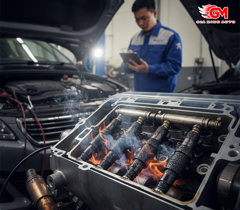 Kim phun nhiên liệu bị nghẹt hoặc bám muội than