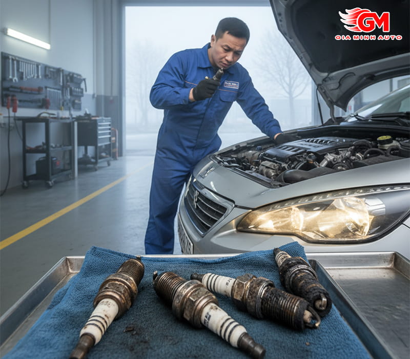 Bugi đánh lửa bị mòn hoặc bám muội than