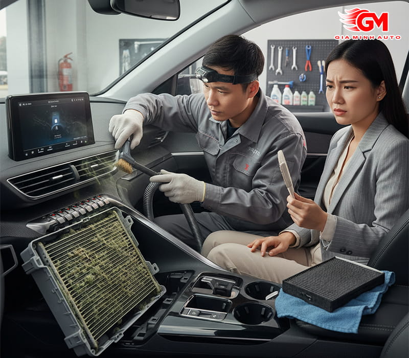 Dàn lạnh Peugeot bị bẩn hoặc tắc nghẽn
