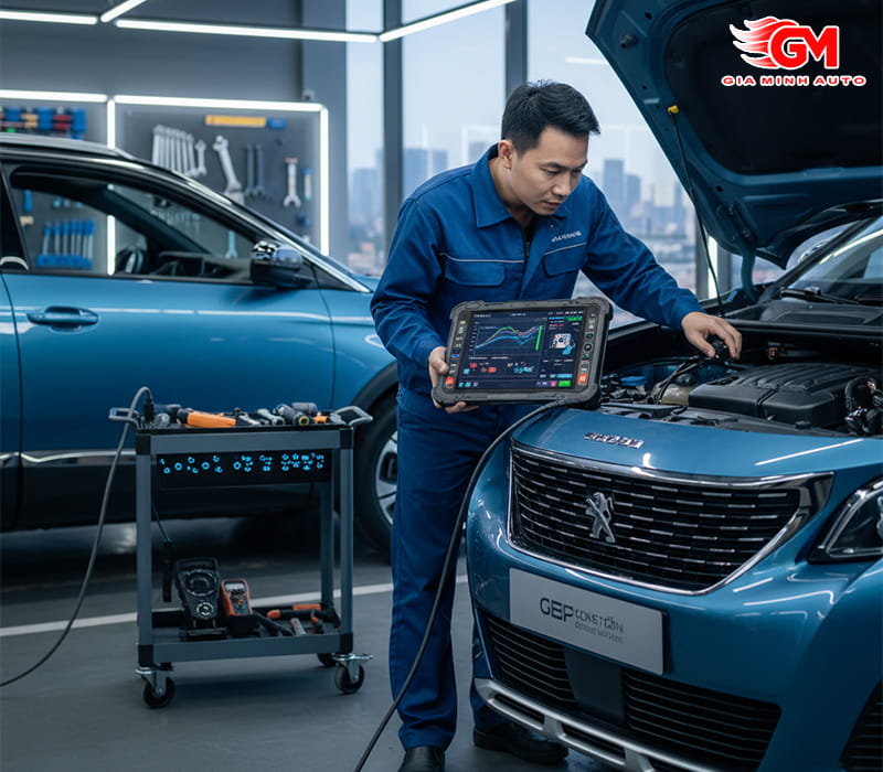 Dùng máy chẩn đoán lỗi điều hòa Peugeot