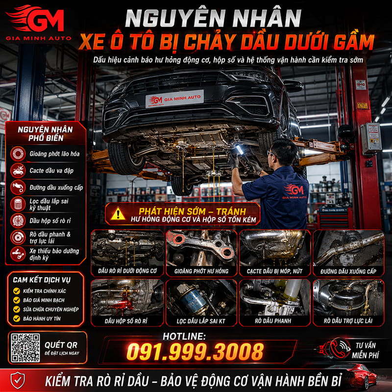 Nguyên nhân xe ô tô bị chảy dầu dưới gầm