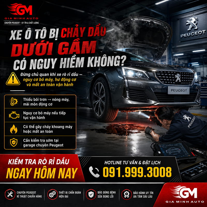 Xe ô tô bị chảy dầu dưới gầm có nguy hiểm không?